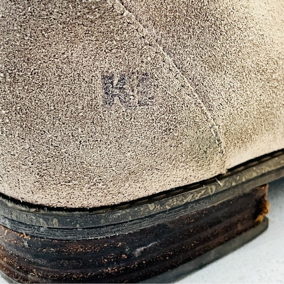 Karl Lagerfeld Ankle Boot Tan Gray Suede Genuine Leather Classic Side Zip Sz 5.5 - Picture 16 of 16